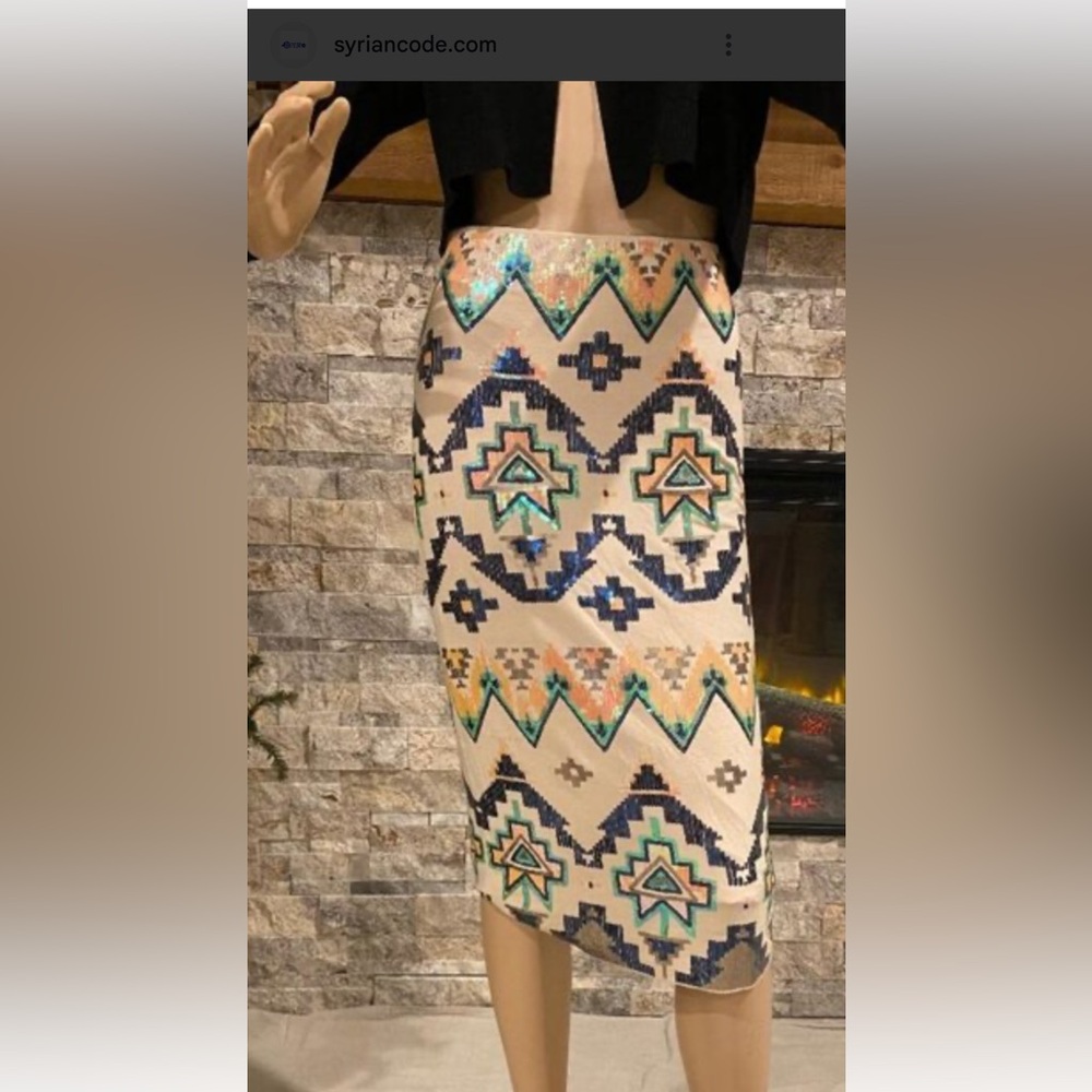 Express Multicolor Geometric Pencil Skirt